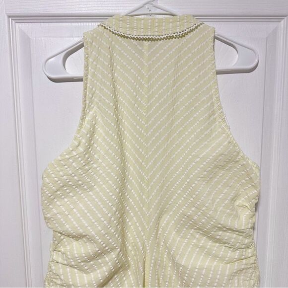 Ganni Seersucker Stripe Midi Dress Stripe Flan Size 14 Yellow - Picture 13 of 16